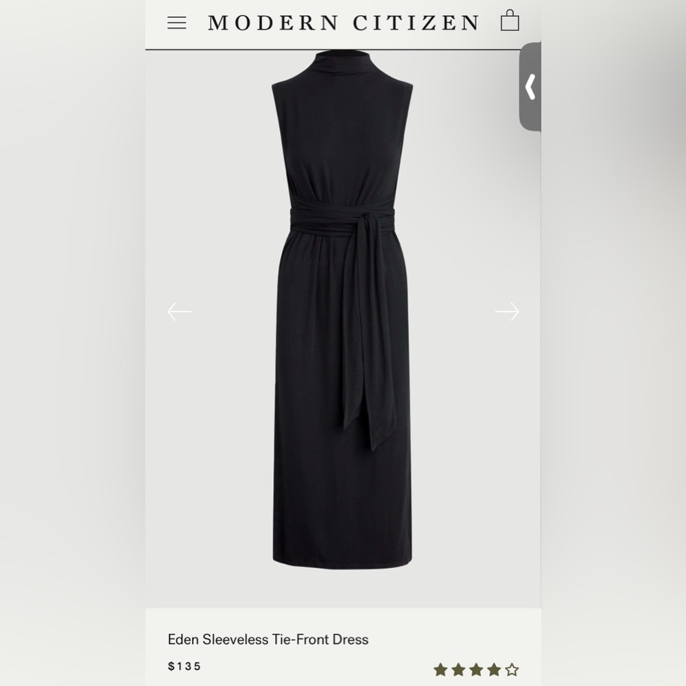 Eden Sleeveless Tie-Front Dress Black Size M